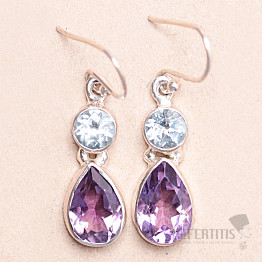 Amethyst geschliffene Ohrringe Silber Ag 925 KO354
