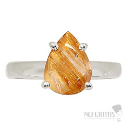 Sagenit křišťál s rutilem broušený prsten stříbro Ag 925 R354