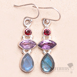 Amethyst geschliffene Ohrringe Silber Ag 925 KO356