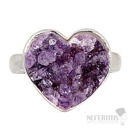 Amethyst druzica heart ring silver Ag 925 R357