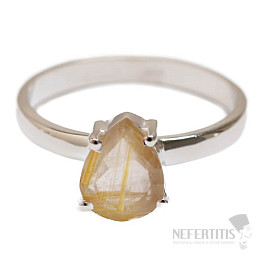 Sagenit crystal with rutile cut ring silver Ag 925 R358