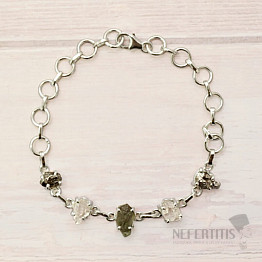 Vltavín, Herkimer diamond and Campo del Cielo meteorite bracelet silver Ag 925 LOT36