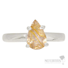 Sagenit křišťál s rutilem broušený prsten stříbro Ag 925 R360