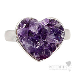 Ametyst drůzička srdíčko prsten stříbro Ag 925 R361