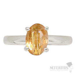 Sagenit křišťál s rutilem broušený prsten stříbro Ag 925 R363