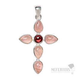 Designer pendant rose quartz silver Ag 925 P368
