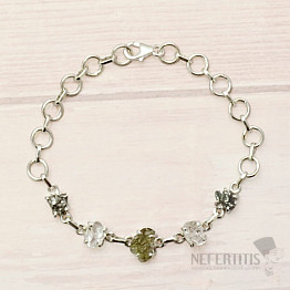 Armband aus Vltavín, Herkimer-Diamant und Campo del Cielo-Meteorit, Silber Ag 925, LOT37