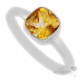 Citrín brúsený prsteň striebro Ag 925 37327