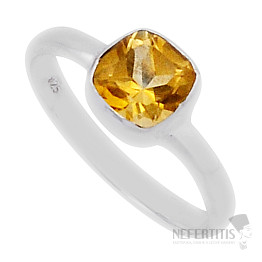 Citrín brúsený prsteň striebro Ag 925 37354