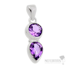 Amethyst cut pendant silver Ag 925 37841