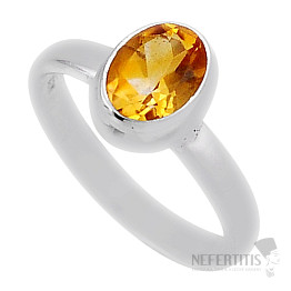 Citrín brúsený prsteň striebro Ag 925 39184