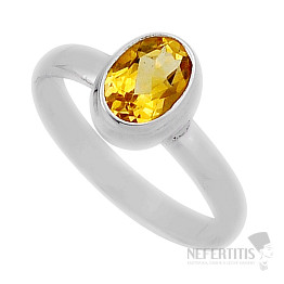 Citrín brúsený prsteň striebro Ag 925 39204