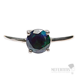 Schwarzer äthiopischer Opal-Schliffring, Silber Ag 925 LOT4