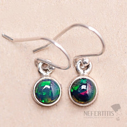 Äthiopische schwarze Opal Ohrringe Silber Ag 925 E4