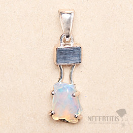 Ethiopian opal and blue kyanite pendant silver Ag 925 LOT4