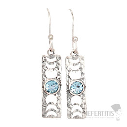 Designer earrings topaz blue polished silver Ag 925 E40