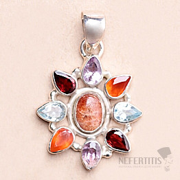Sun stone pendant silver Ag 925 KO40