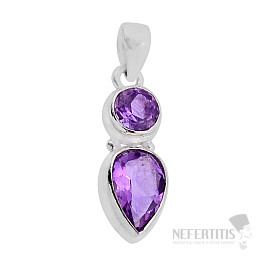 Amethyst cut pendant silver Ag 925 40010