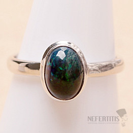 Schwarzer äthiopischer Opalring Silber Ag 925 R406