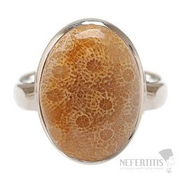 Korallenfossil Indonesischer Ring Silber Ag 925 R410