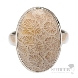 Coral fossil Indonesian ring silver Ag 925 R417