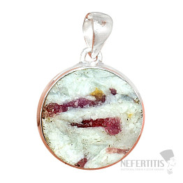 Tourmaline rubellite in crystal raw pendant silver Ag 925 P422