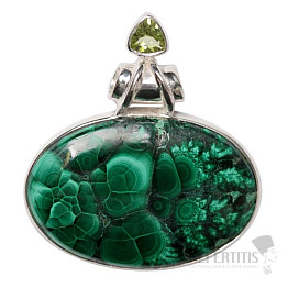 Malachite pendant silver Ag 925 P43