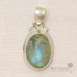 Green moonstone pendant silver Ag 925 44359