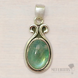 Green moonstone pendant silver Ag 925 44360