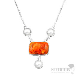 Turquoise orange Mohave necklace silver Ag 925 44387