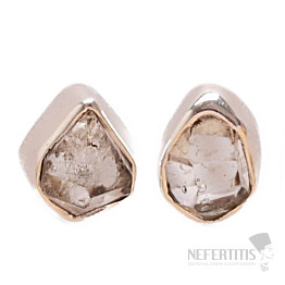 Herkimer diamant náušnice kôstky striebro Ag 925 E444