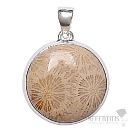 Koralle fossiler indonesischer Anhänger Silber Ag P448