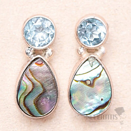 Paua abalon perleť náušnice stříbro Ag 925 45037