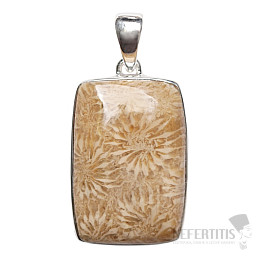 Koralle fossiler indonesischer Anhänger Silber Ag P454