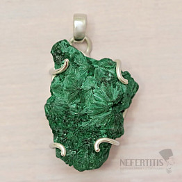 Malachite velvet raw pendant silver Ag 925 45435