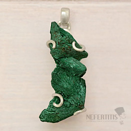 Malachite velvet raw pendant silver Ag 925 45436