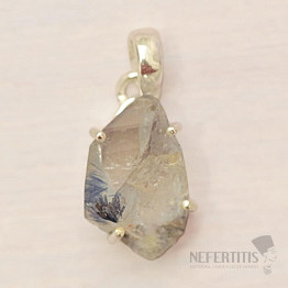 Dumortierite with quartz raw pendant silver Ag 925 45438