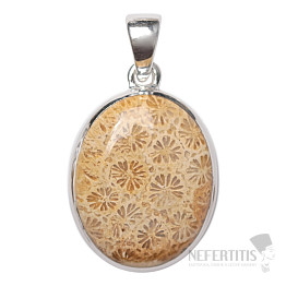 Koralle fossiler indonesischer Anhänger Silber Ag P463