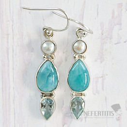 Larimar náušnice striebro Ag 925 46320