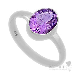 Amethyst-geschliffener Ring, Silber Ag 925 46542