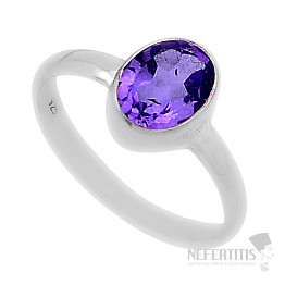 Ametyst broušený prsten stříbro Ag 925 46543