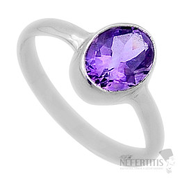 Ametyst broušený prsten stříbro Ag 925 46545