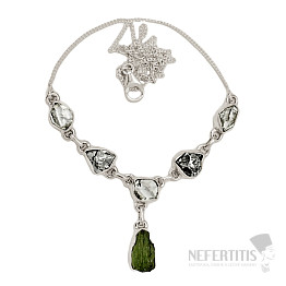 Vltavín, Herkimer diamant a meteorit náhrdelník striebro Ag 925 N47