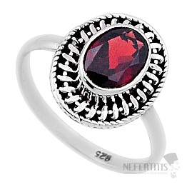 Granát broušený prsten stříbro Ag 925 47130