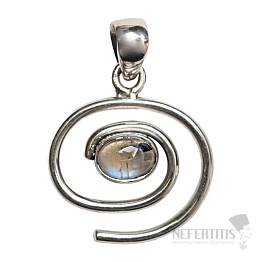 Designer-Anhänger Mondstein Regenbogen Silber Ag 925 P474