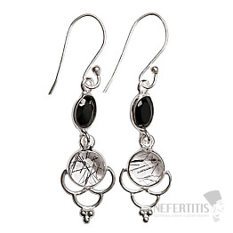 Designer-Ohrringe mit Kristall und Turmalin, Silber Ag 925 E477