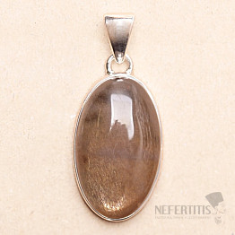 Sluneční kámen černý přívěsek stříbro Ag 925 P479