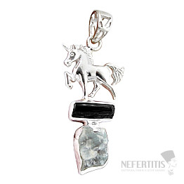 Anhänger aus Turmalin-Scoryl und rohem Aquamarin, Silber Ag 925 48205