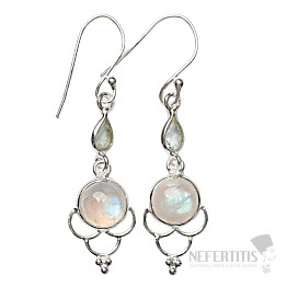 Designové náušnice měsíční kámen duhový stříbro Ag 925 E491