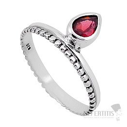 Granát broušený prsten stříbro Ag 925 49447